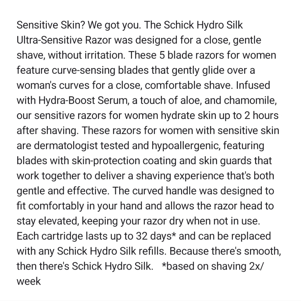 🐢2/$15 Schick Hydro Silk Sensitive Care Razor + 2 Razor Blade Refills - Picture 10 of 11